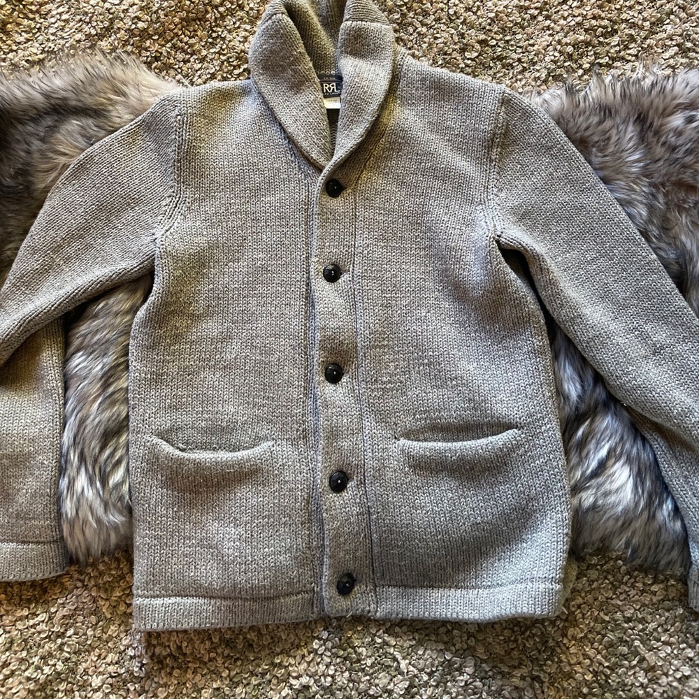 Double RL shawl cardigan sweater